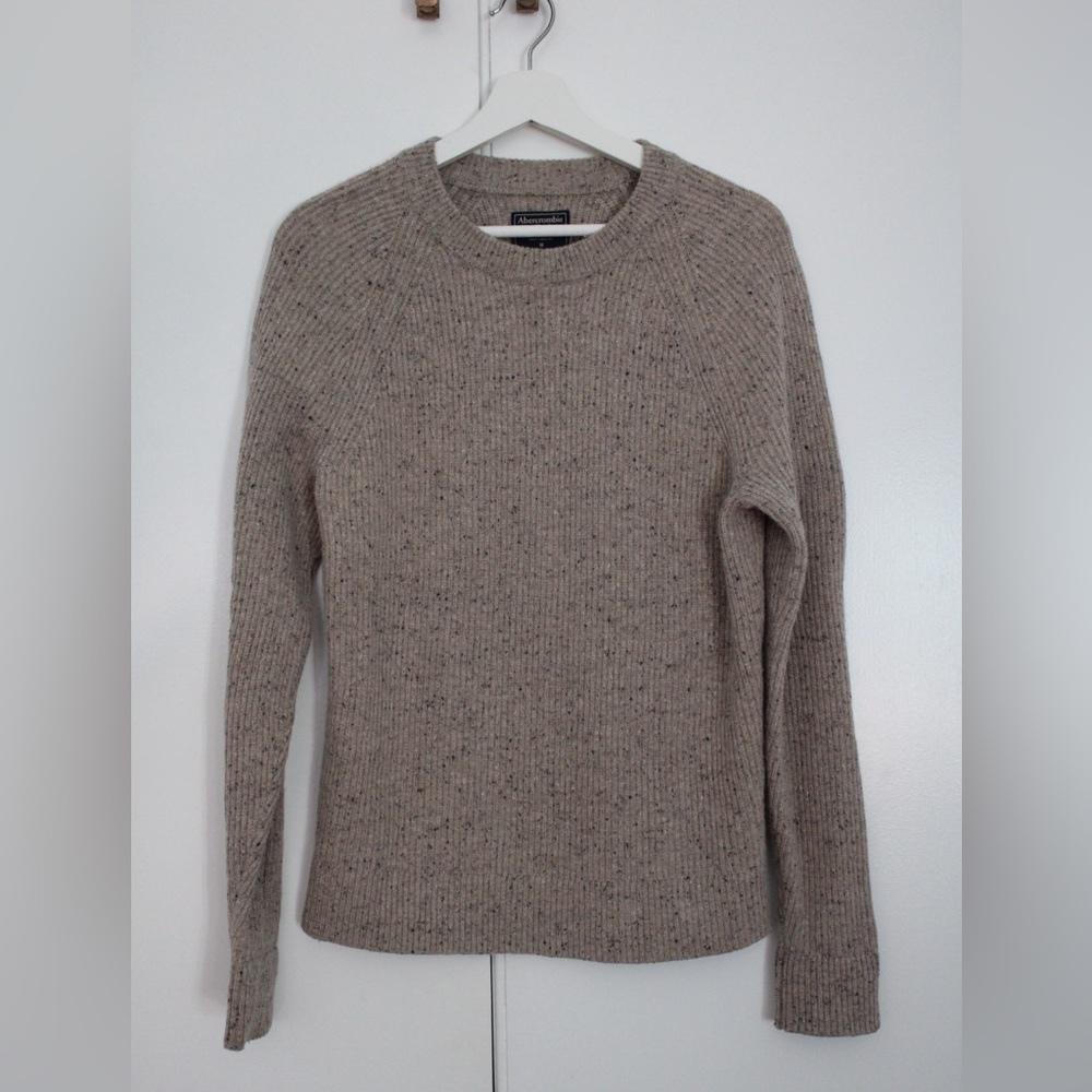 Abercrombie & Fitch crewneck sweater pullover size medium beige grey pattern